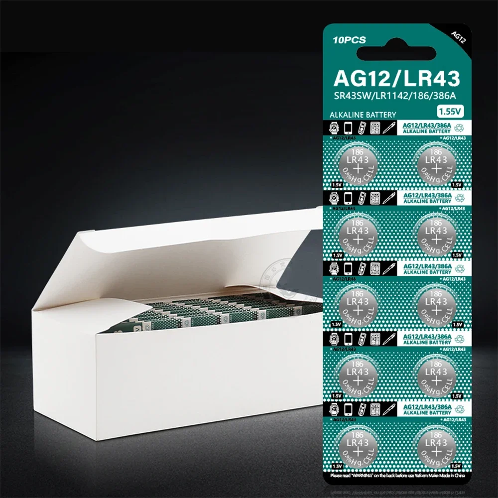 2-10PCS 1.55V AG12 LR43 110mAh Lithium Button Cell SR43 386 LR1142 V12GA AG 12 SR43W SR1142 Coin Cell Watch Toys Remote Battery