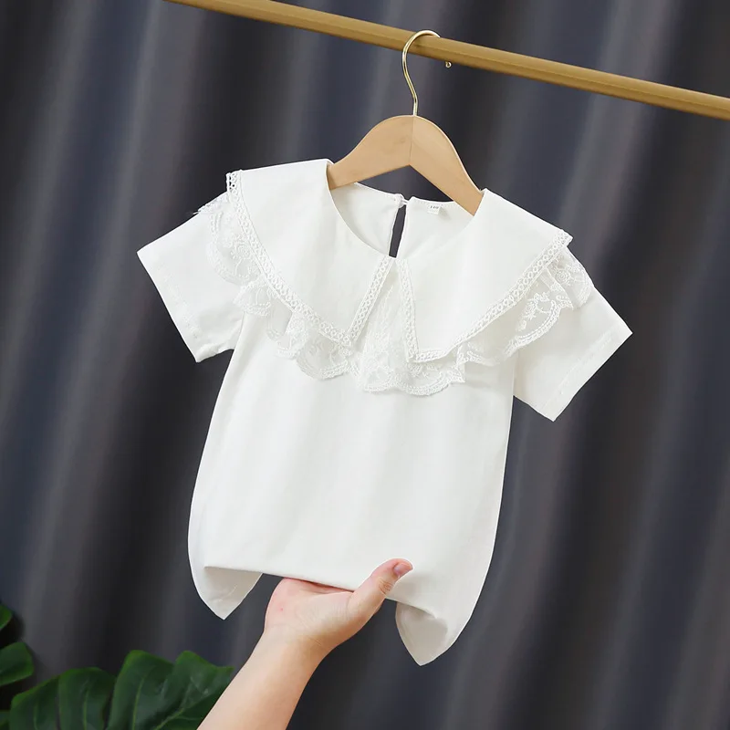 Wholesale Fashion Newly Hot  kids clothes Girls Beautiful pink Shirt Summer Short Shirts Tops Tee Baby T-Shirt