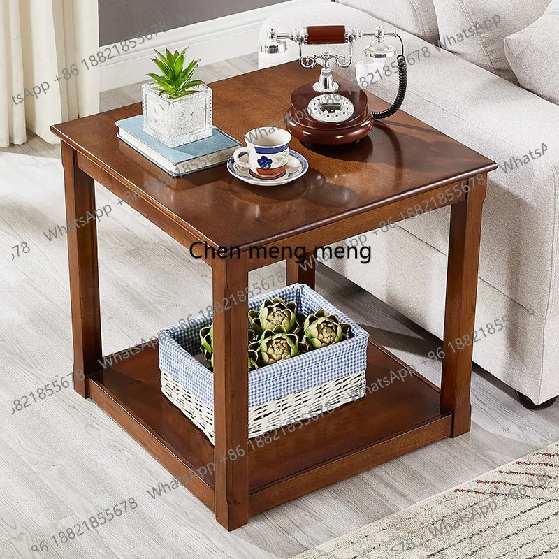 

All solid wood sofa side cabinet square coffee table small tea table