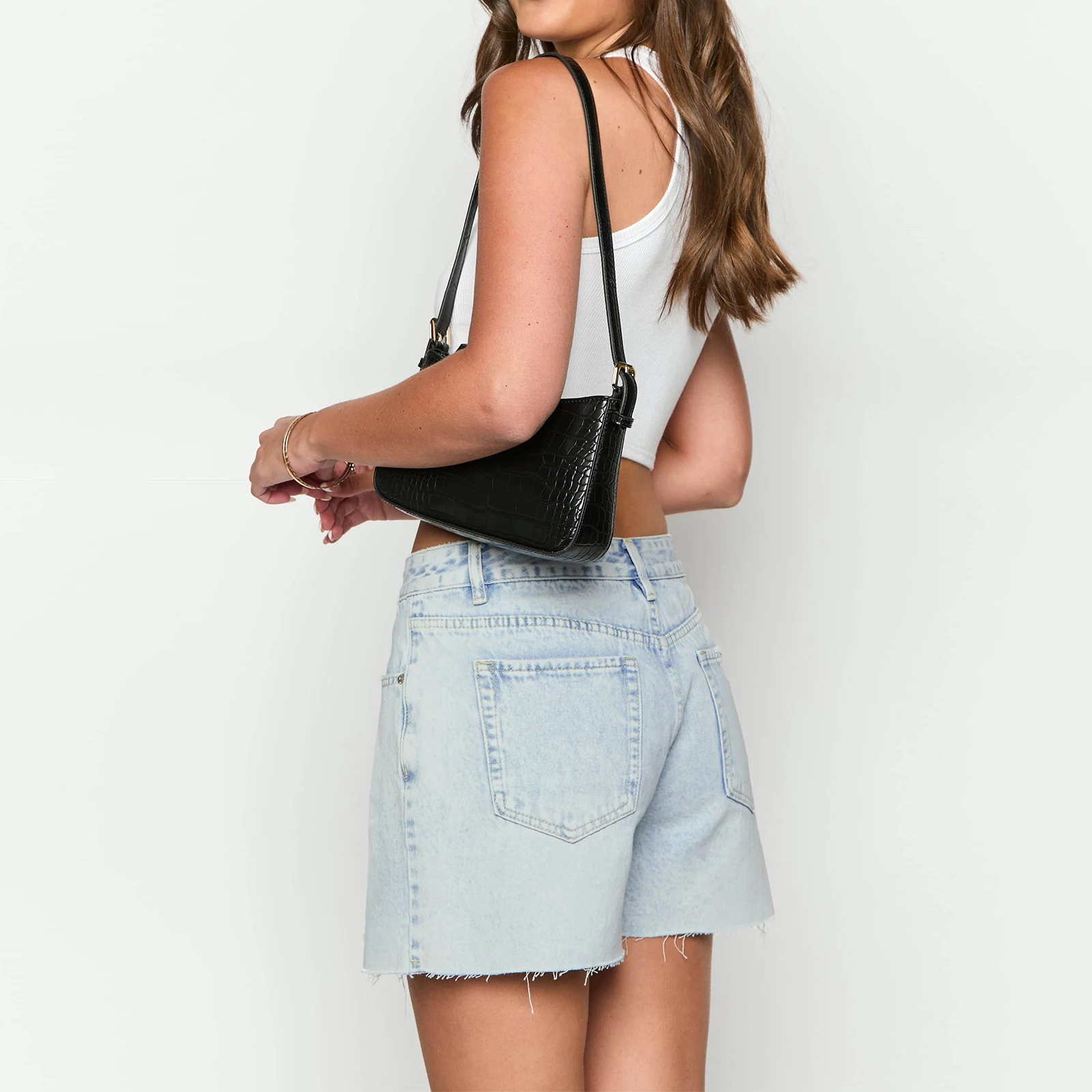 Pantalones cortos de mezclilla sueltos para mujer, pantalones cortos vaqueros con dobladillo crudo lavado informal, ropa de calle para Club de vacaciones