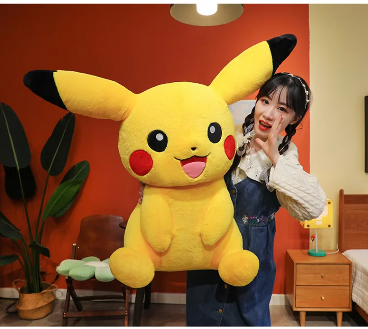 30-75cm Big Size Pikachu Plush Toy Cute Pokemon Pikachu Doll Super Soft Stuffed Pokémon Smile Pikachu Pillow Christmas Gifts Kid