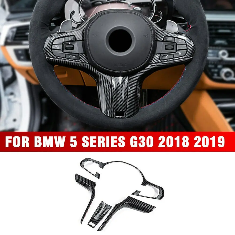 

Для BMW X3 5 Series G30 2018 2019 стикер из углеродного волокна ABS интерьерная отделка рулевого колеса Крышка Кнопка рамка наклейка украшение