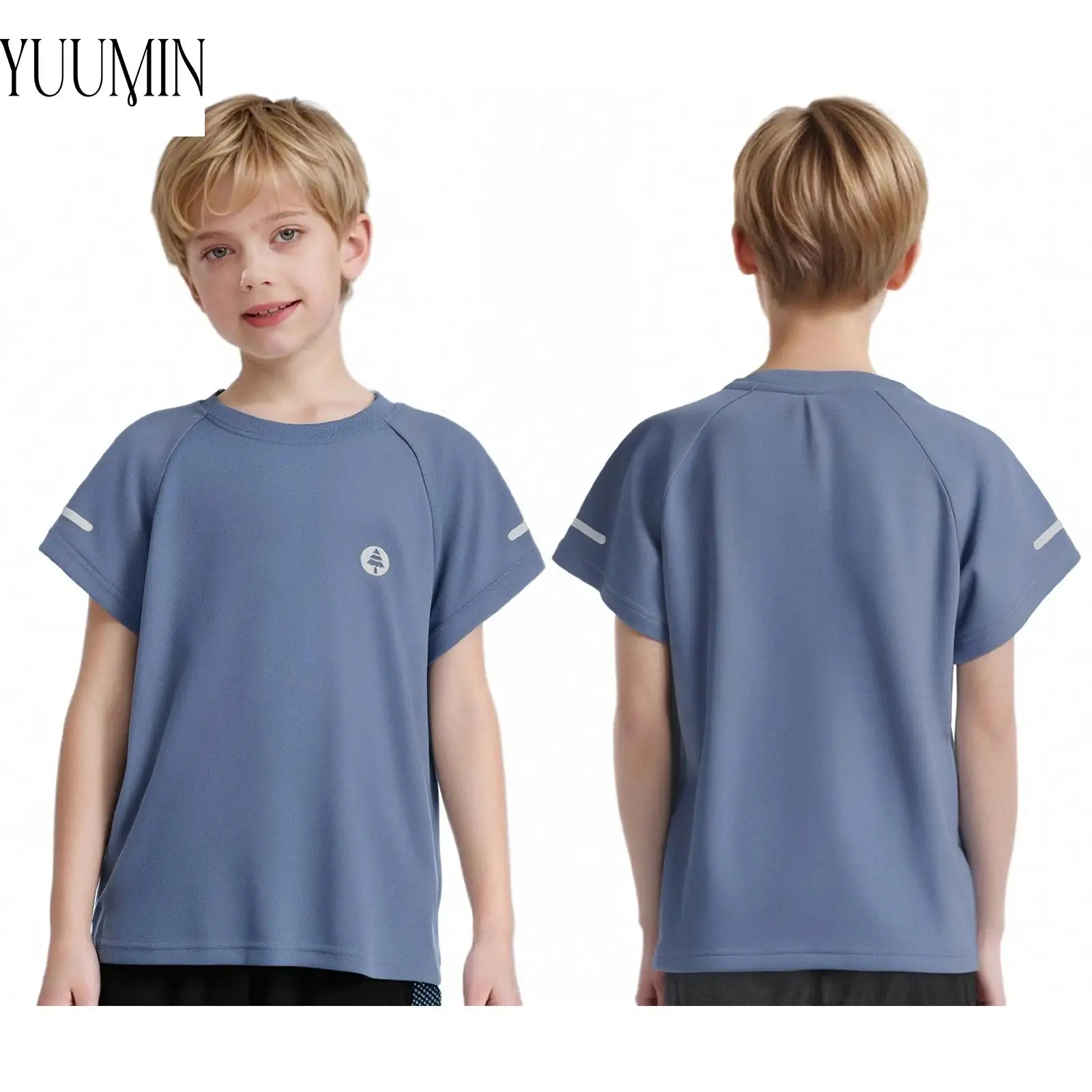 

Kids Gym Running Workout Fitness Quick-Drying Sports Shirt Moisture-Wicking Breathable Athletic Top Short Raglan Sleeve T-shirt
