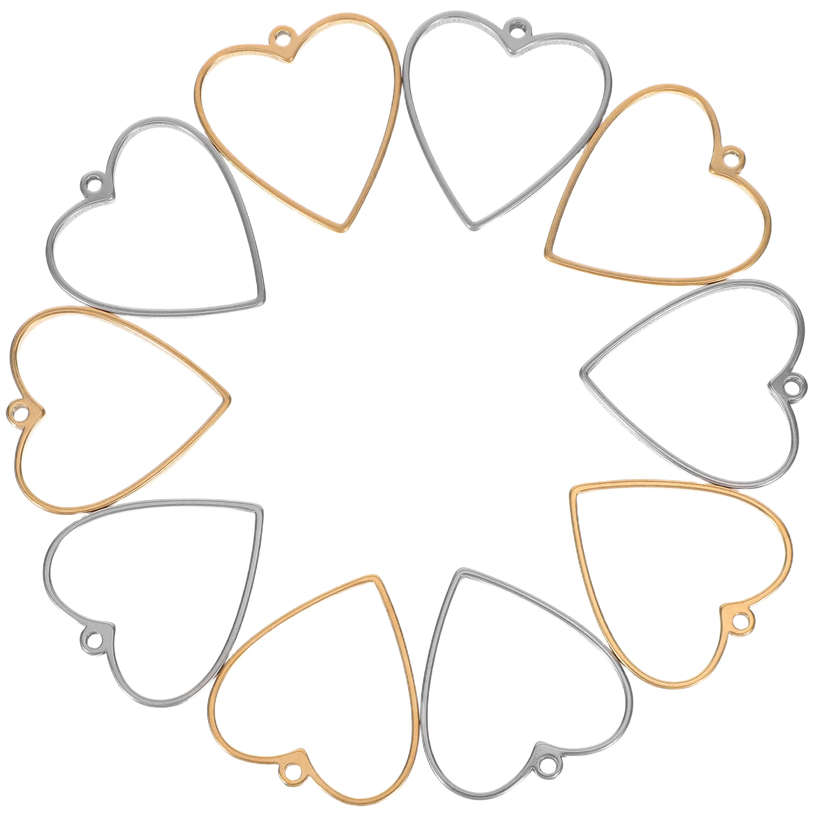 

10 шт., рамка для подвески из нержавеющей стали, полые рамки для ювелирных изделий из смолы, ожерелье в форме сердца, подвески