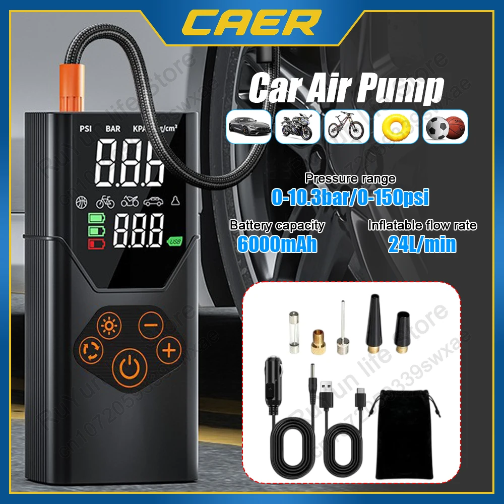 

Портативный насос для накачивания шин, мощный воздушный насос, компрессор, 22 цилиндра, умный цифровой дисплей, детектор давления в шинах для мотоцикла, велосипеда