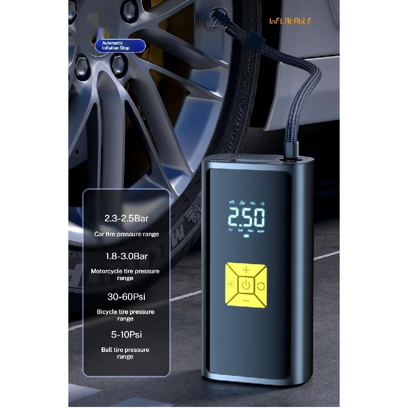 سيارة لاسلكية حاقن الهواء منفاخ إطارات كهربائي ضاغط هواء محمول مصباح ليد للسيارات والدراجات النارية والدراجات