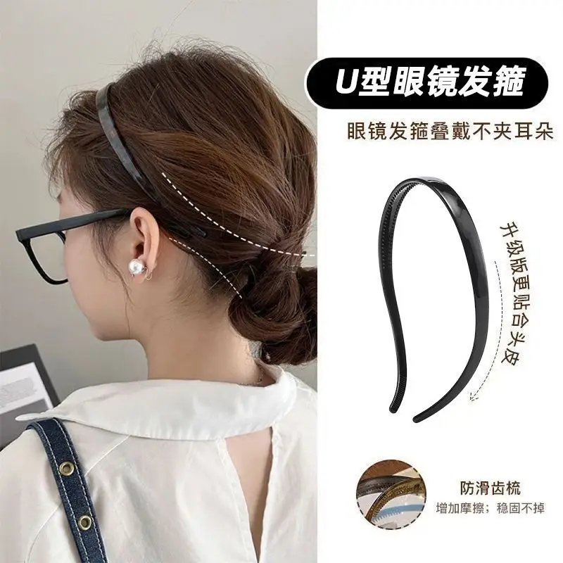 

Vintage Acetate Eyewear Headbands Non-Slip Leopard Print Hairband With Shark Tooth For Women Girl Makeup Shower Bangs Fixed Hair