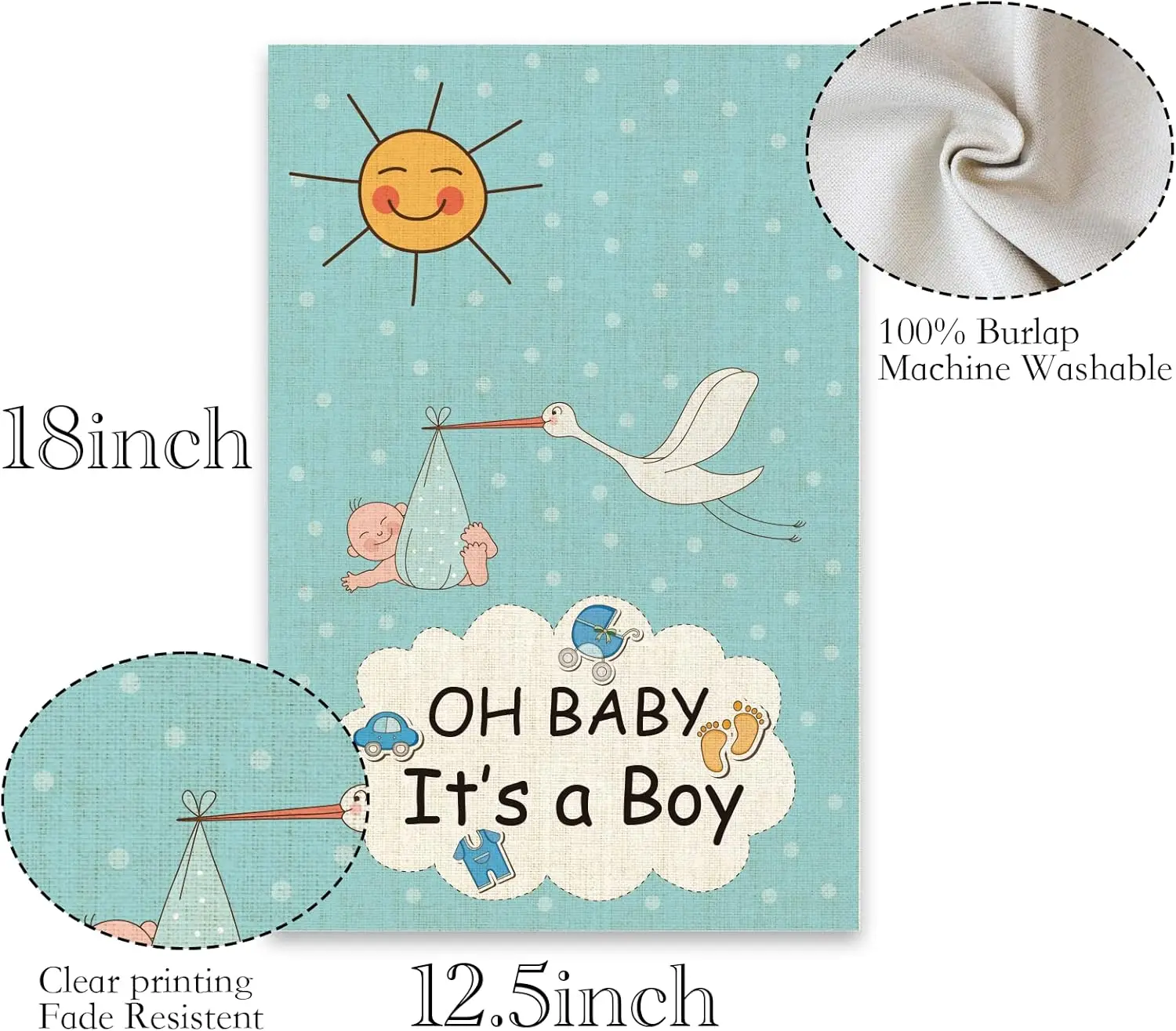 ShuanQ Oh Baby It&;s a Boy Garden Flag Double Sided Welcome Baby Boy Baby Shower Gender Reveal Outside Decoration for Home Yard