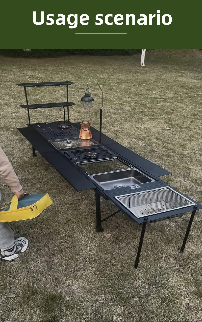 Tryhomy Outdoor Camping IGT Tisch IGT 6-Einheit Tisch Tragbare Aluminiumlegierung Ultraleicht Klapp Camping Schreibtisch BBQ Picknick IGT Tisch Neu – Detail 3