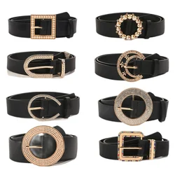 A Variety Of Fashion Ladies Alloy Buckle Belt Round Buckle Rhinestone Pearl Decorative Strap All-Match Trousers Women Waistband