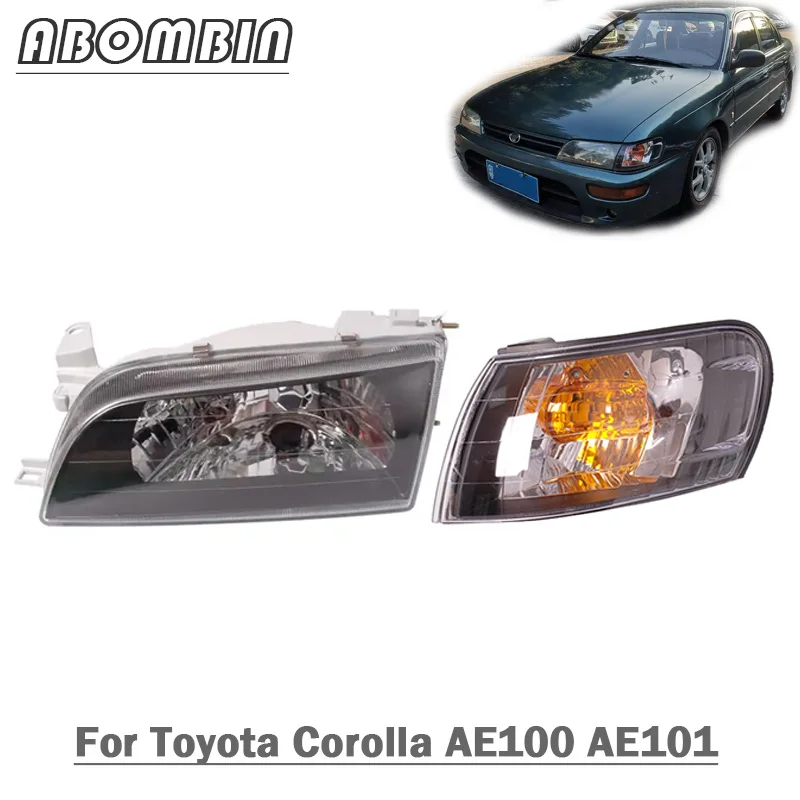 

Черный передний бампер, фара, угловой указатель поворота, крышка для Toyota Corolla AE100 AE101 1994,95, 96,97 98