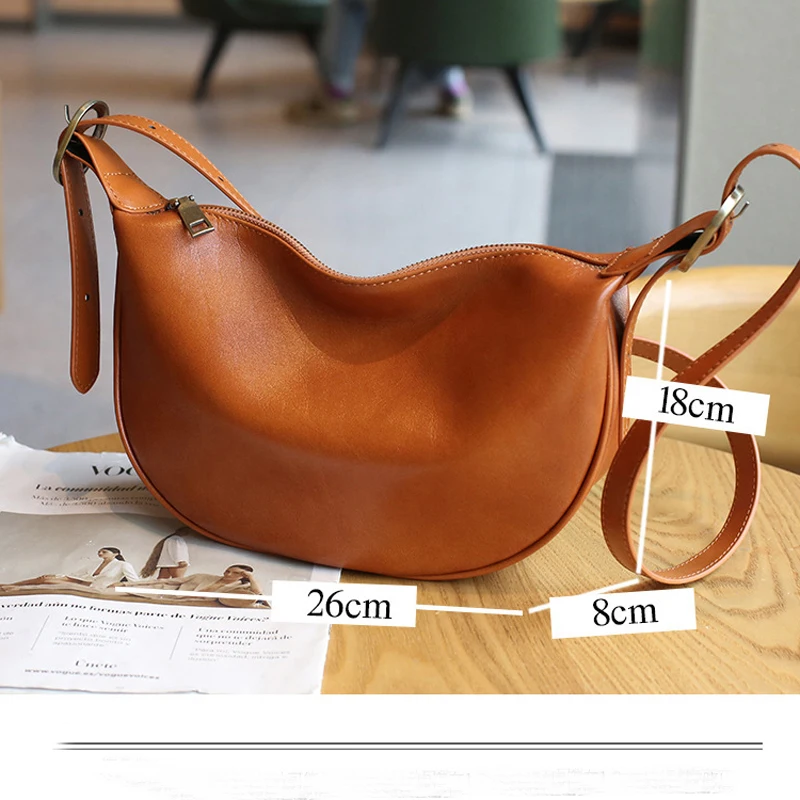 Donna-in First Layer Vegetable Tanned Cow Leather Crossbody Bag Women VintageLarge Capacity Daily Commuter Shoulder Bags