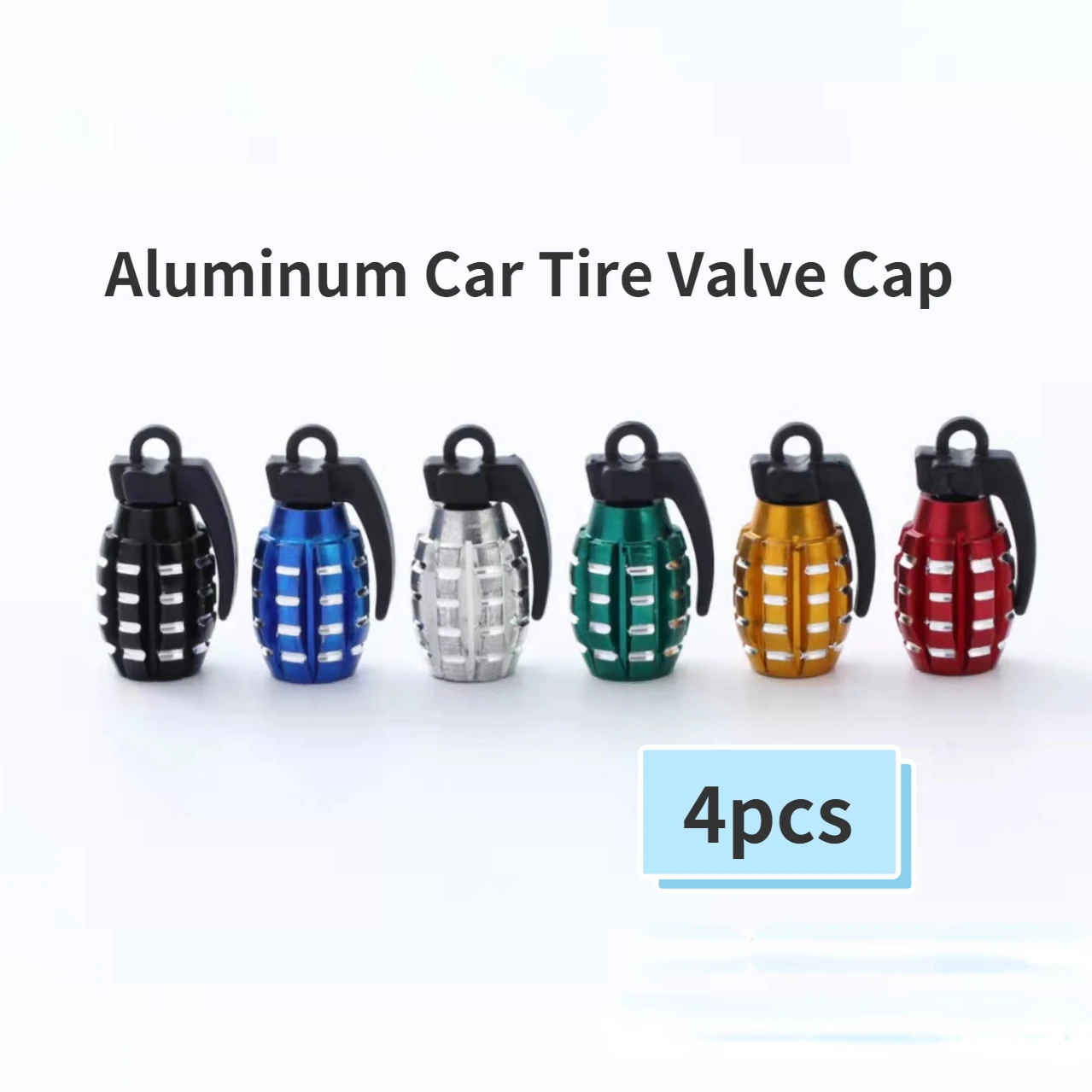 4pcs Car Tire Valve Cap Grenade Alloy Tyre Valve Stem Cover Air Dust Cap Tire Valve Truck Bike Wheel Rim Valve Stem Cap Aluminum