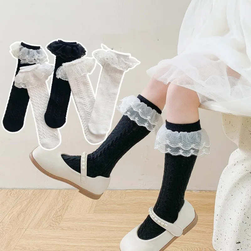 New Fashion Kids Knee High Socks Baby Boys Girls Cotton Mesh Breathable Soft Socks Children Long Socks Suit For 0-8 Years