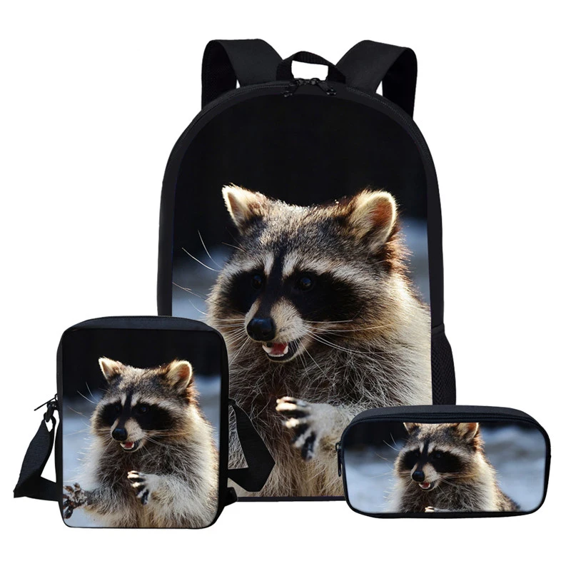 2025 Raccoon Print School Bag For Girl Boys Schoolbag Cute Kids Backpacks Children Backpack Lovely Book Bag Mochila escolar