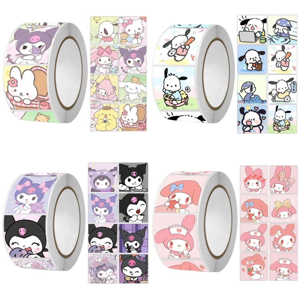 

2023 New 500PCS Sanrio Collection Hellokitty Roll Paste Decorative Hand Account Stickers Sealing Tape Expression Cute Cartoon