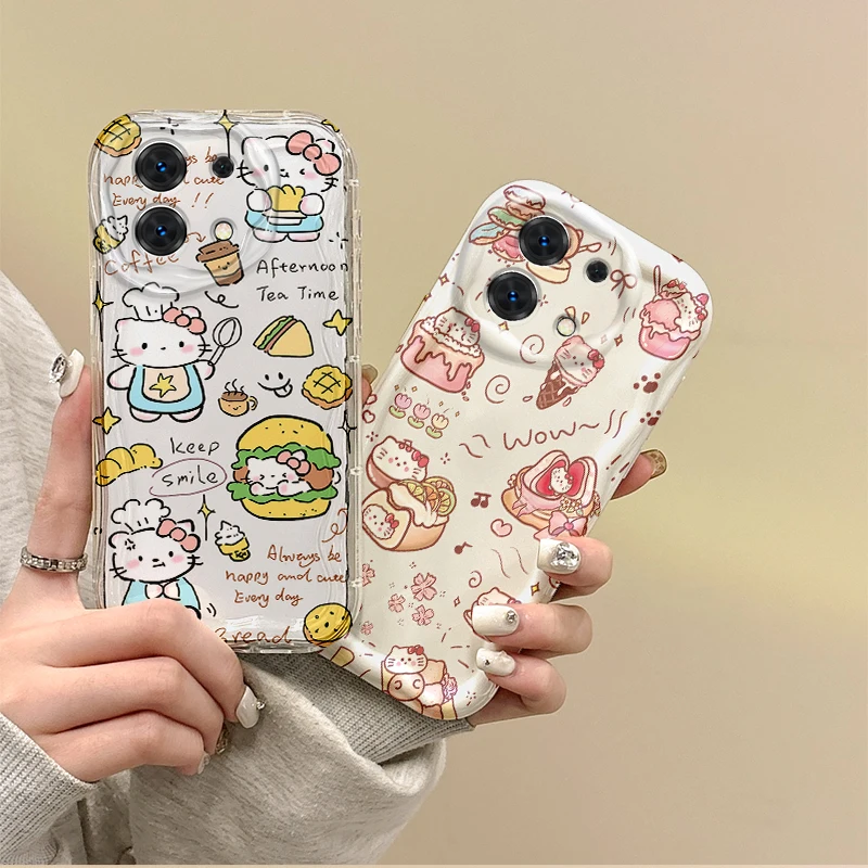 

Cute Cartoon Sanrio Hello Kitty Phone Case For Redmi Note 13 12 11 ProPlus 10 9 Pro 14C 13C 12C 10C A4 K70 Soft Shockproof Cover