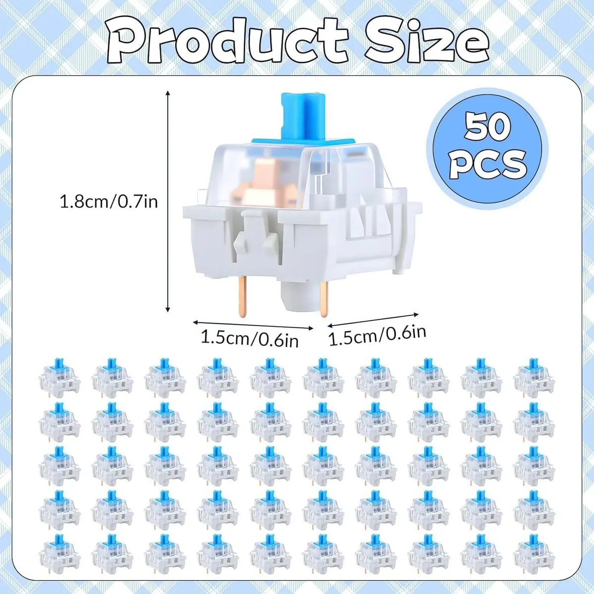 50 PCS Mechanical Keyboard Switches Keyboard Clicker 3 Pin Blue Switch Replacement Keyboards Keys ﻿ - view 6