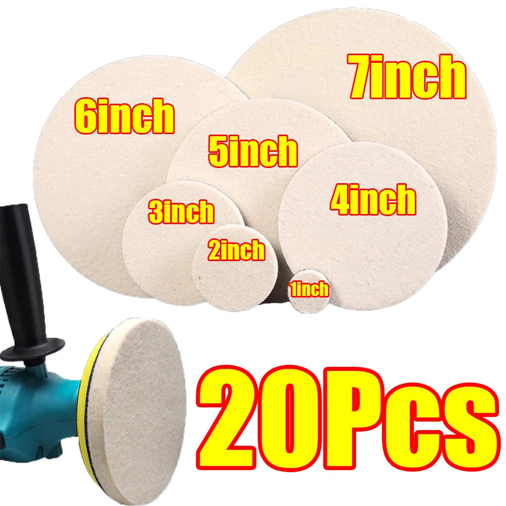 

1-20 шт. шерстяные фетровые полировальные подушечки 1/2/3/4/5/6/7 дюймов для ремонта царапин из стекла и нержавеющей стали, полировщик для главной отделки