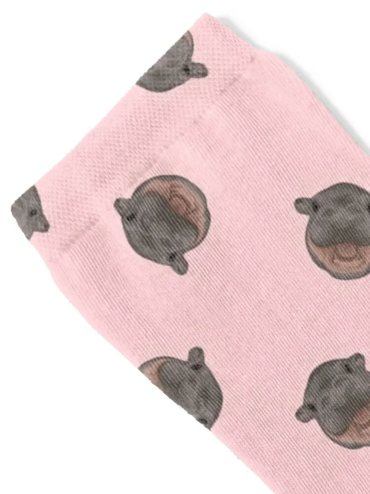 Moo Deng Baby Pygmy Hippo Repeating Pattern (pink) Socks colored sport valentine gift ideas Boy Child Socks Women's