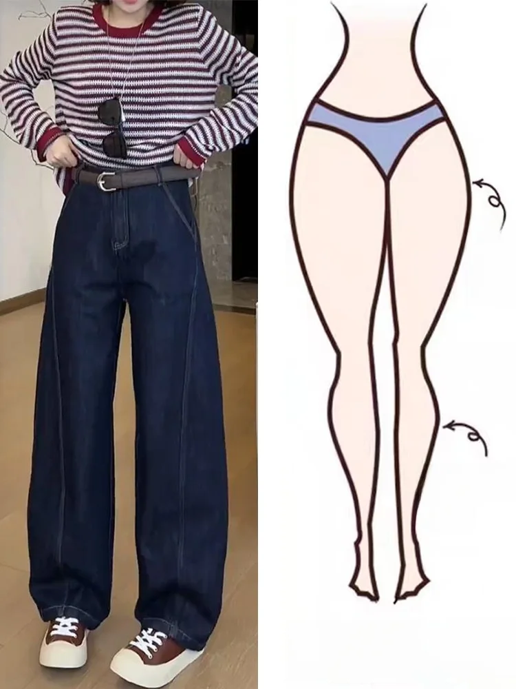 

High Waist Wide Leg Straight Jeans Women plus Size Loose Comfortable Denim Pants Bootcut Trousers for Pear Shaped Body