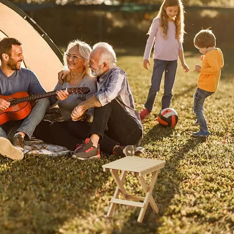 

Small Folding Stool Portable Wooden Stool Chair Lightweight Portable Wooden Fold Up Stool Foldable Footstool Camping Accessories