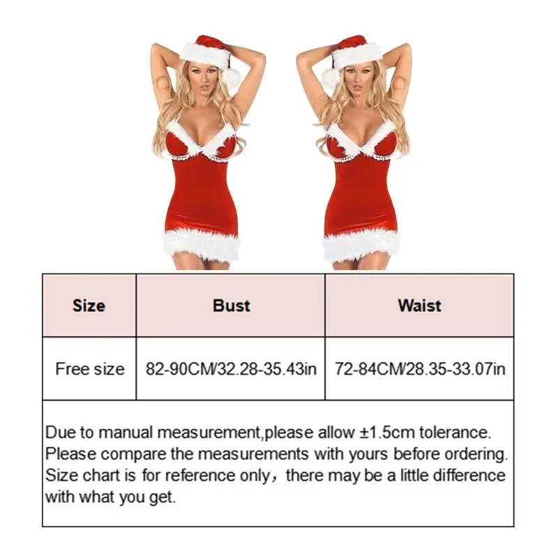 Women Santa Claus Costume  Sexy Christmas dress with Christmas Hat  Red role-playing costume for women Holiday cosplay