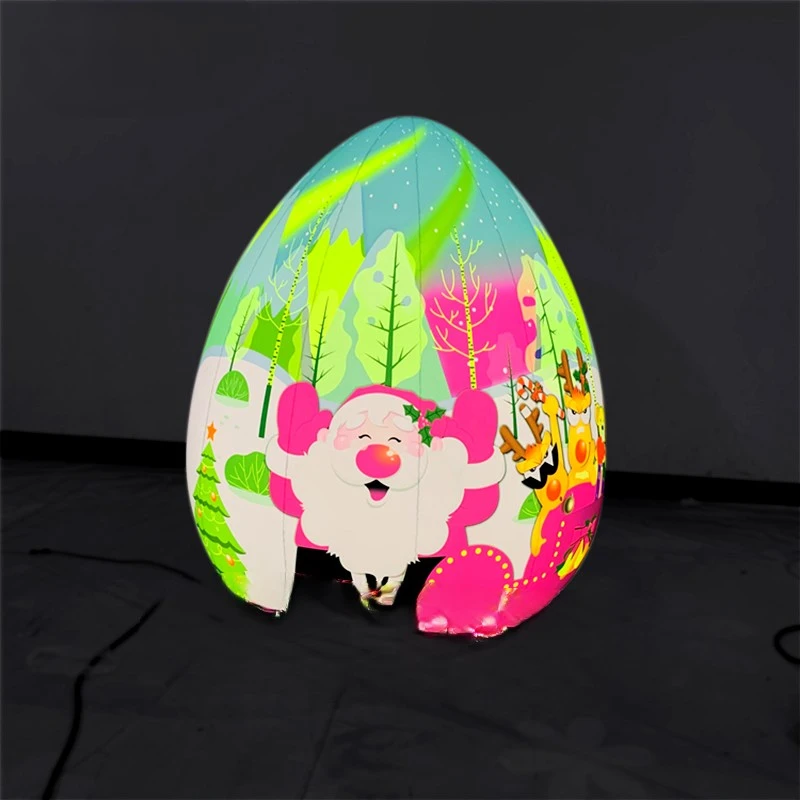 Personalized Large LED Inflatable   Christmas Egg Home Ornament Airblown Painted Eggshell Balloon For Festival Decoration