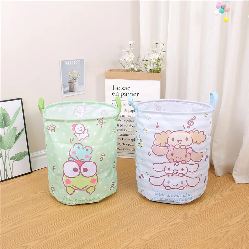 Anime Sanrio Cinnamoroll Kuromi Hello Kitty My Melody Cute Cartoon Change of Clothes Round Storage Bucket Gift for Friend