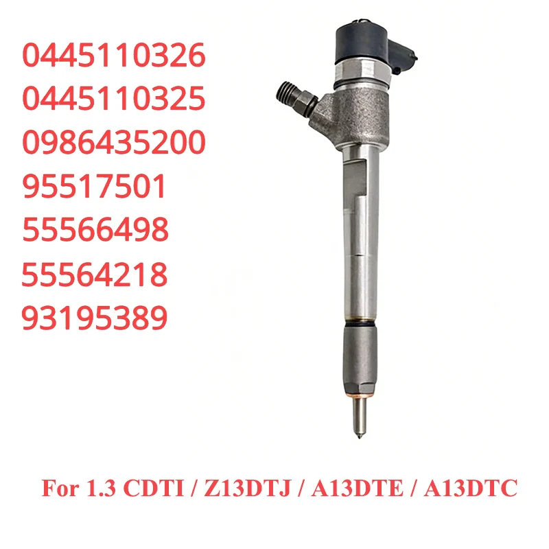 

0445110326 Топливный инжектор Common Rail для Opel Corsa, Meriva, Astra, Chevrolet Aveo, Sonic 1.3 CDTI, замена 0445110325