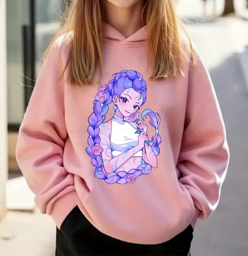 

Kpop Demon Hunters Rumi толстовки детский свитшот с капюшоном пуловер для девочек модная верхняя одежда подарки для фанатов розовые топы детская одежда