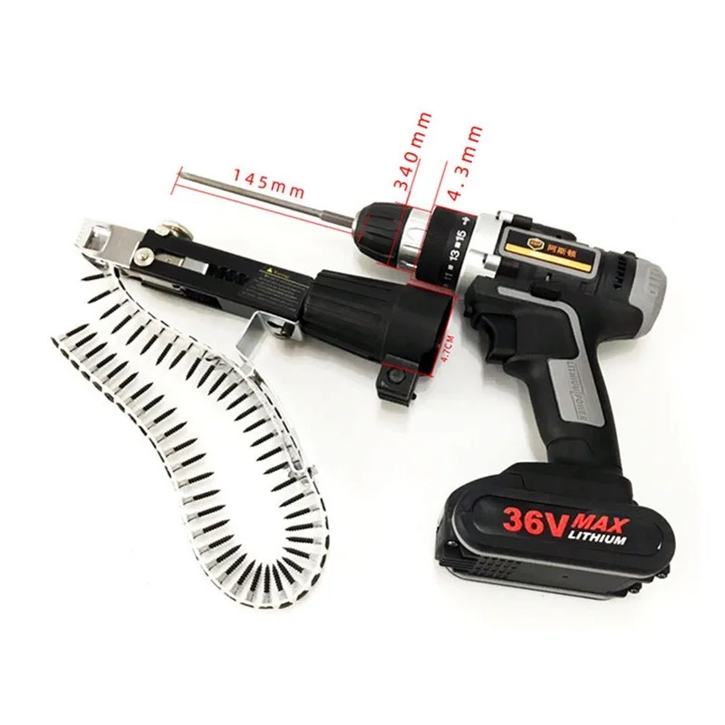 Imagem -06 - Elétrica Cordless Nail Gun Adapter Parafuso Automático Spike Cadeia Ferramenta de Carpintaria Power Drill Anexo 1pc