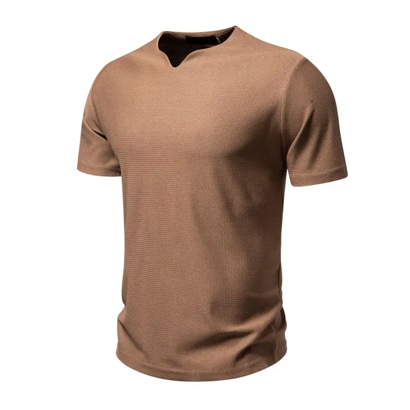 Summer Fashion V Neck T Shirt Men European Style Solid Breathable Short Sleeve T-shirts Fitness Running Gym Top Tees