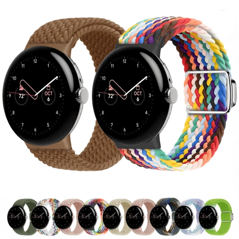 Correia trançada de nylon para Google Pixel Watch2, Pulseira Substitua o Cinto, Tecido Cinto Macio, Pulseira Respirável, Watch Strap