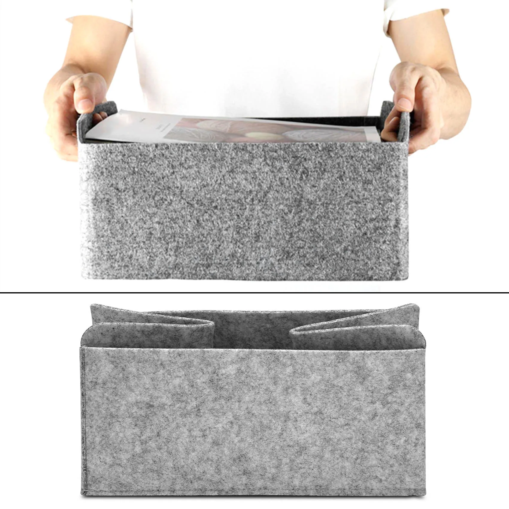 JHD 2Pcs Felt Storage Basket/Bin with Handles, Collapsible & Convenient Storage Solution