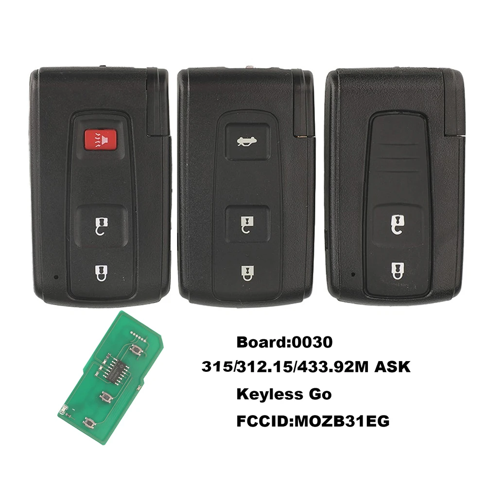 

jingyuqin New For Toyota Prius 2004 -2009 Auto Car Smart Remote Keyless Go Key 312.15/315.12/433MHz 4D Chip Keys FCC MOZB31EG