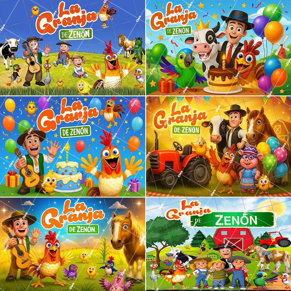 

Cartoon La Granja De Zenón Theme Kids Birthday Farm Party Supplies Photo Backdrop Baby Shower Custom Banner Poster Photo Studio