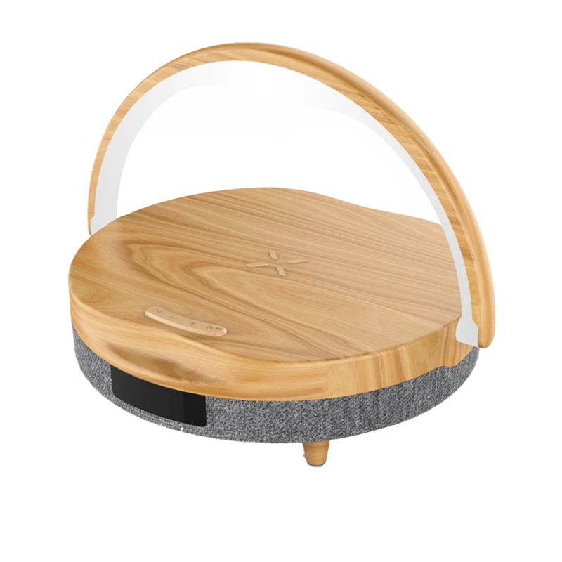 ลำโพงบลูทูธมัลติฟังก์ชันพร้อมชาร์จไร้สาย LED ข้างเตียงไฟกลางคืนที่ชาร์จไร้สายโทรศัพท์มือถือ