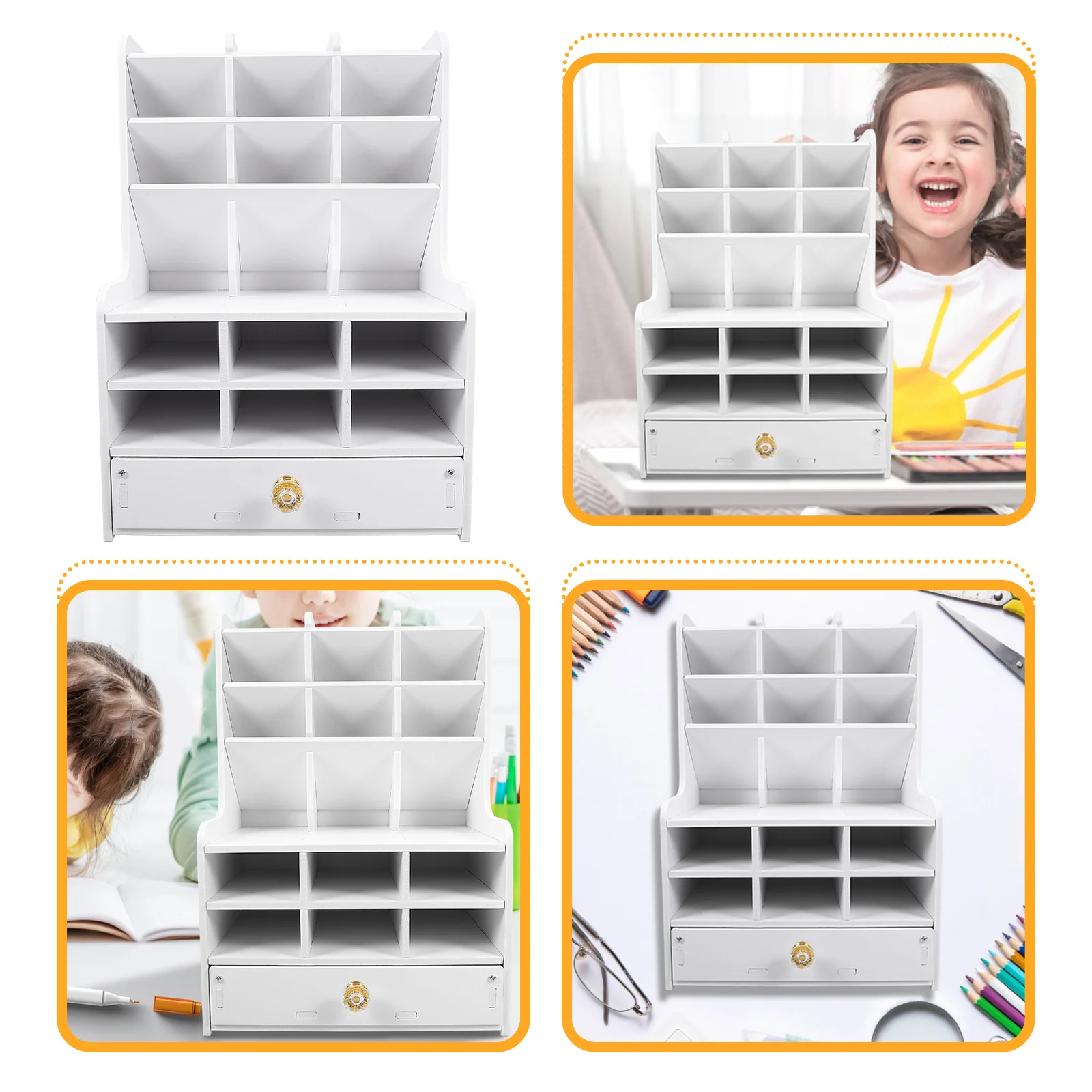 

Drawer Style Pencil Organizer Box Pvc Wood Plastic Large Capacity Multi Compartment Desktop Storage For Office School