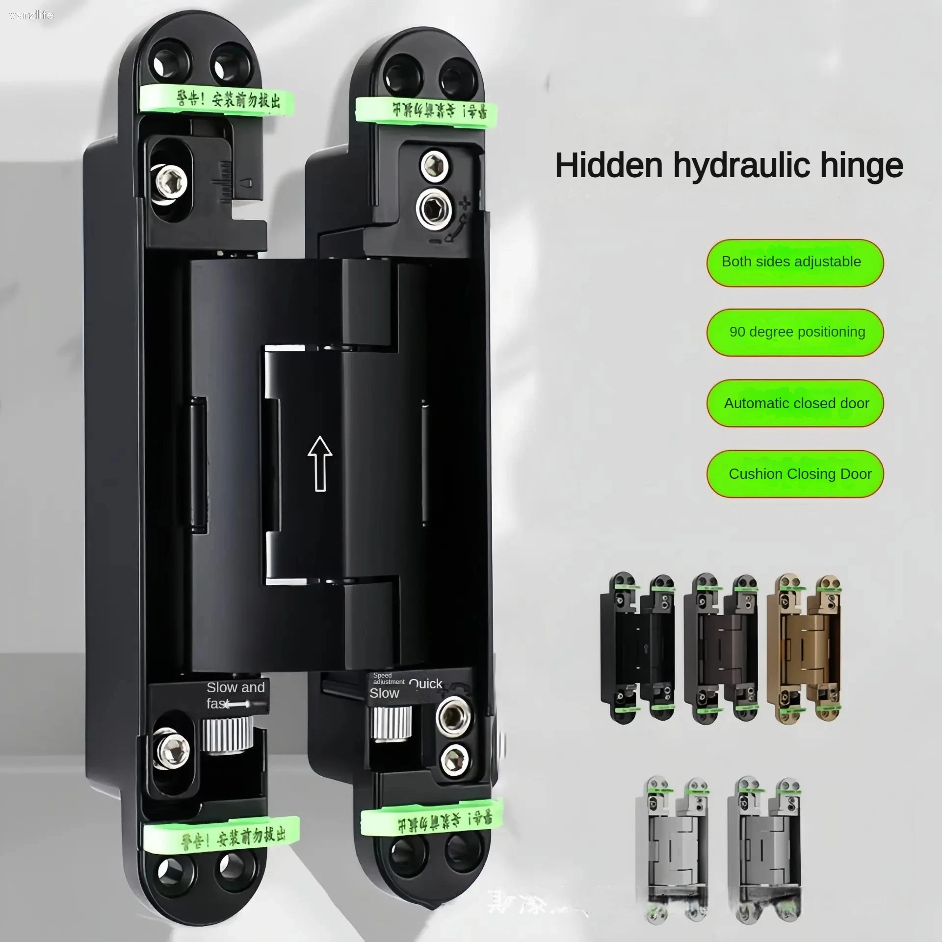 Invisible Door Hinge Hydraulic Buffer Damping Cross Hinge Hidden Door Self-Closing Door Wooden Door Mute Self-Closing