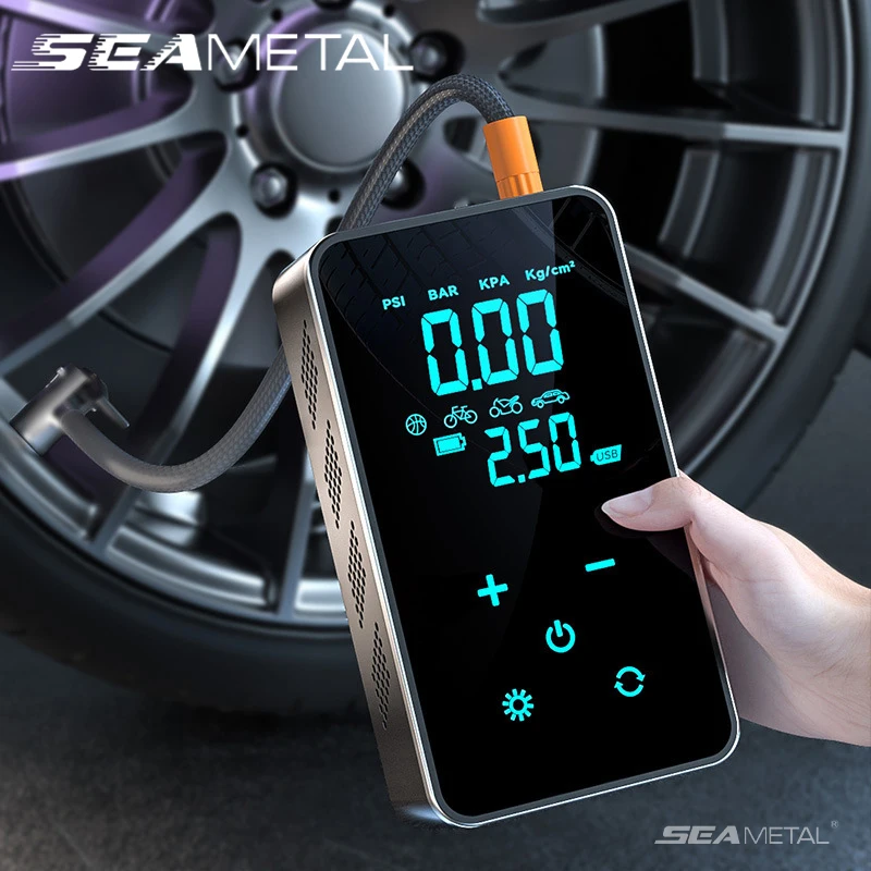 SEAMETAL 150PSI Car Air Pump Portable Compressor Digital Display Car Tire Inflator Touch Screen Control for Car Motorcycle Balls