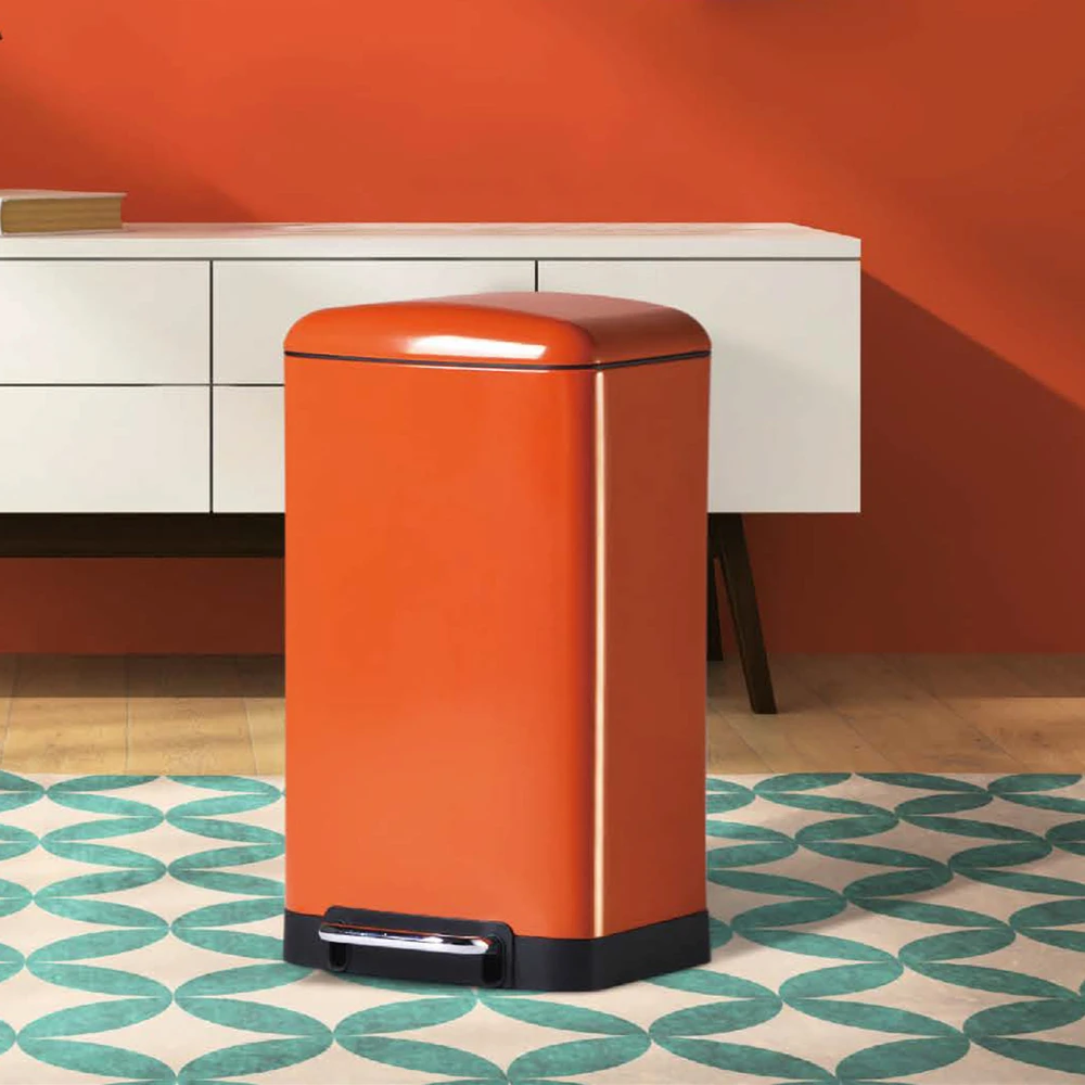 

Rectangular 6l 12l 20l 30l 40l Stainless Steel Metal Foot Pedal Odorless Trash Can for Kitchen