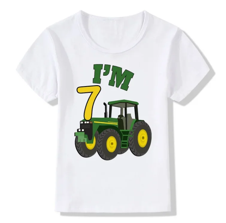 Funny Farm Theme Tractor 1-10 Birthday Number Print T Shirt Kids Birthday Boy&Girl Funny Gift Tshirt Present Children Clothes