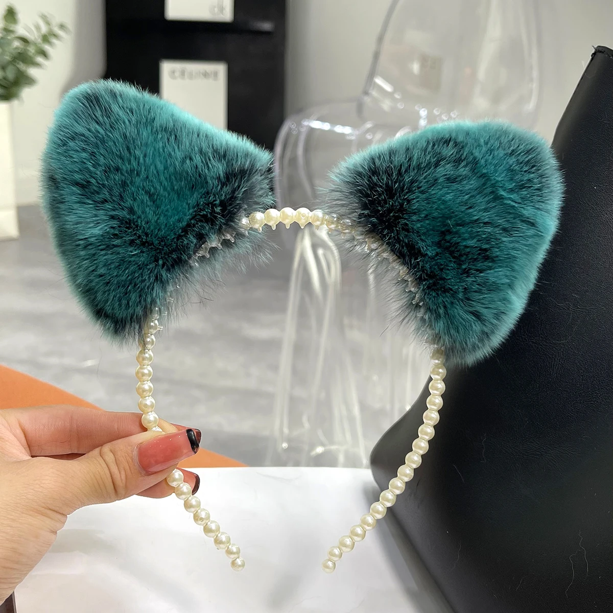 2022 Luxury Fur Rex Rabbit Large Barrette Crab Hair Band Women Large Size Hair Clamps Claw Clip Crab Chic Hair Accessories Gift