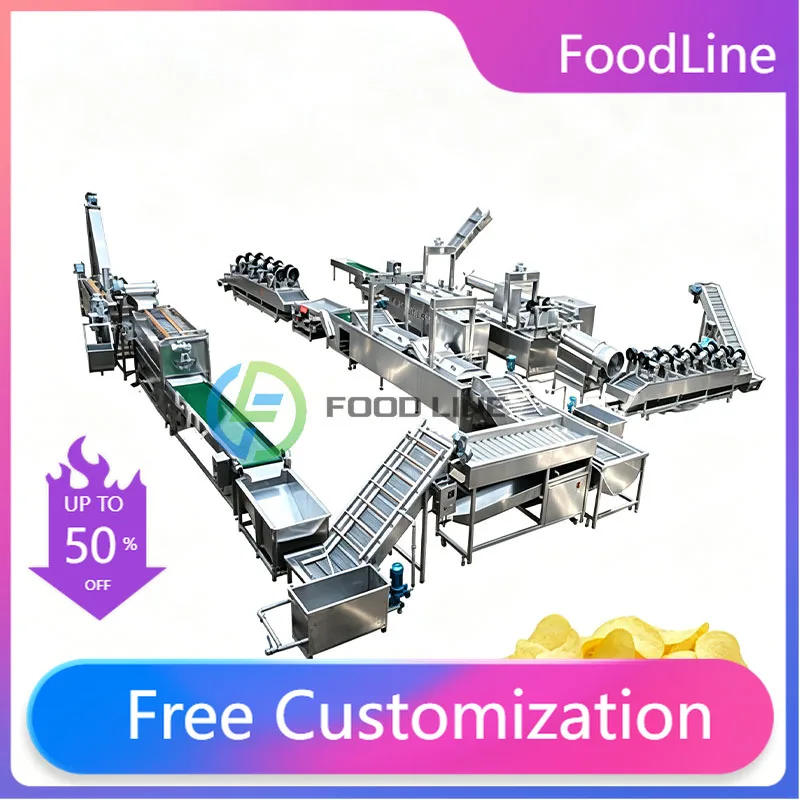 French Fries Food Machine Potato Chips Fryer Production Line Cassava Banana Chips Processing Customized