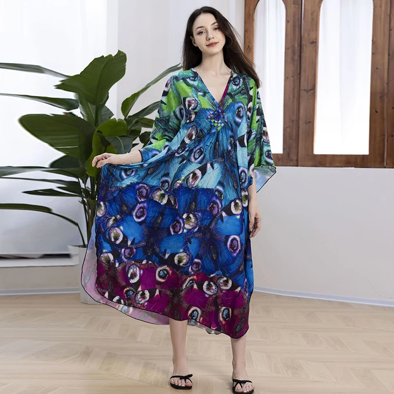 Vlinder Boho Jurken Dames Design Mode Kleurrijke Kaftan Oversize Plus Kaftan Sneldrogende Strand CoverUps Prachtige vakantie-outfit