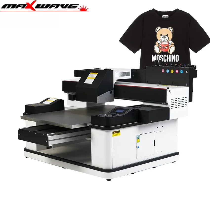 CMYKW Ink UV Flatbed Printer Automatic UV Print for Bottlle Wood T-shirt Mental Printing 2*TX800 Printhead