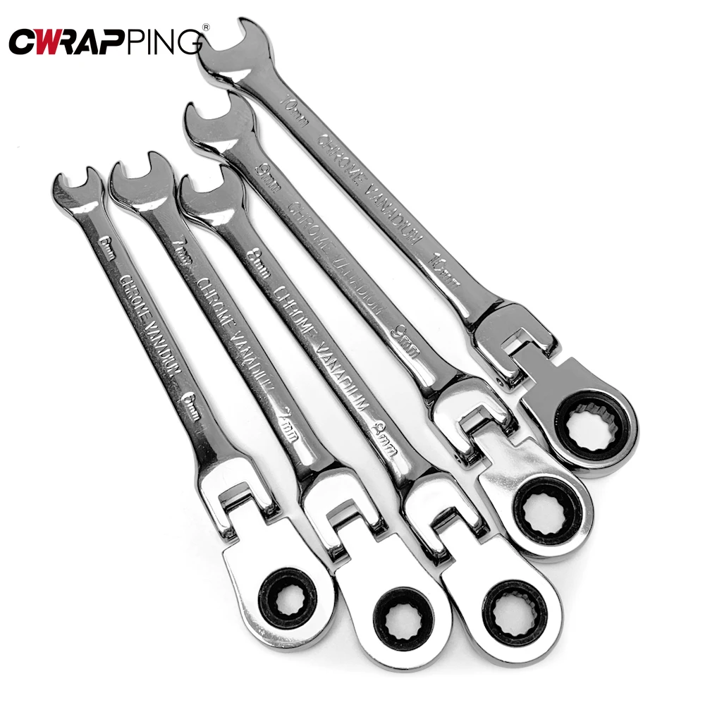 

5Pcs Automotive Tire Repair Wrench Kit 72 Tooth Radder Double Head Adjustable Chrome Vanadium Steel Handheld Disassembly Tools