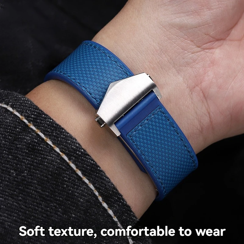 Pulseira de relógio de silicone de borracha de 22 mm para TAG Heuer Monaco CBL2184/CBL2183 - pulseira de substituição esportiva à prova d'água, macia e durável