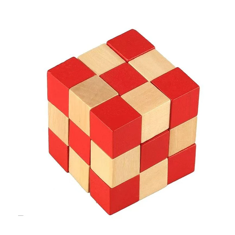 Wooden Snake Cube Puzzle IQ Logic Training Brain Teaser Problem Solving Educational Toys For Teenager Boys Girls Mind Challenge